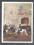Korea 1984 Expo, Spain, Paintings, Horses, imperf. sheet, used T.256, Stampilat