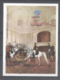 Korea 1984 Expo, Spain, Paintings, Horses, imperf. sheet, used T.256, Stampilat