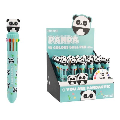 Pix multicolor cu mecanism retractabil, 10 culori, design panda foto