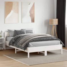 vidaXL Cadru de pat fără saltea, alb, 140x190 cm, lemn masiv de pin 842767