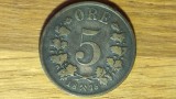 R10 Norvegia - moneda ultra rara bronz - 5 ore 1875 - Oscar II - valoare uriasa !, Europa