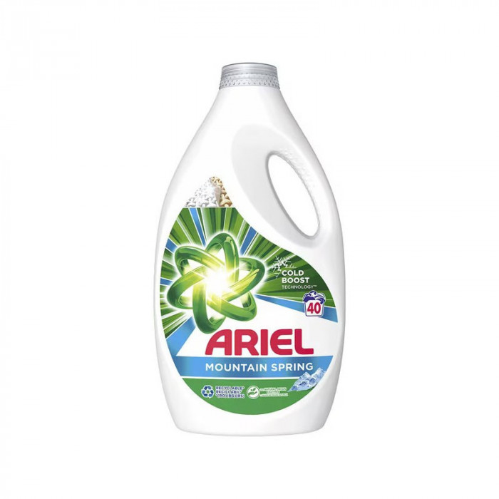 Detergent lichid Ariel Mountain Spring, alb, 2.2 litri, 40 spalari