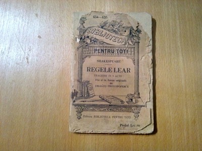REGELE LEAR - Shakespeare - BPT No. 654-655, 171 p. foto