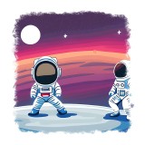 Cumpara ieftin Sticker decorativ Astronauti, Alb, 55 cm, 11003ST, Oem