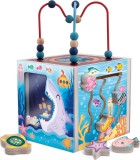 Cub senzorial Montessori din lemn Oceanul vesel, joc educativ 3+ ani
