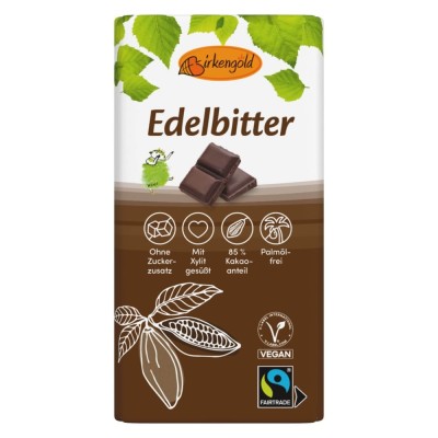 Ciocolata neagra 85% cacao 100g Birkengold foto