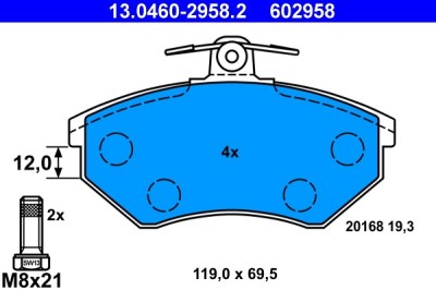 ATE 13.0460-2958.2 set placute frana,frana disc foto