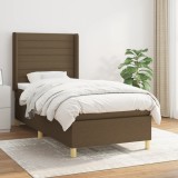 VidaXL Pat box spring cu saltea, maro &icirc;nchis, 100x200 cm, textil