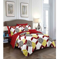 Lenjerie de pat pentru o persoana cu husa de perna patrata, Susak, bumbac mercerizat, multicolor