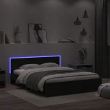 VidaXL Cadru de pat cu tăblie și LED, negru, 160x200 cm