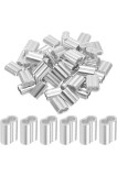 Inel de presare din aluminiu 5/16" 8 mm, manșon dublu pentru capete de cablu metalic, argintiu, 50 bucăți