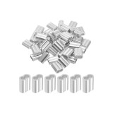 Inel de presare din aluminiu 5/16" 8 mm, manșon dublu pentru capete de cablu metalic, argintiu, 50 bucăți