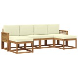 vidaXL Set de canapele de exterior 6 pcs Natural și Crem Poliester 3385436
