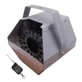 Masina Baloane Sapun Profesionala DEPOX&reg; Party Bubble, 1L, Telecomanda, Argintie, Inox, 23cm