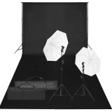 vidaXL Kit studio foto cu set de lumină și fundal 3094644