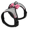 Zgarda Ham Bijuterie Roz S cu Pietre si Fundita, Animale Companie, Reflectorizanta, Antizgarieturi
