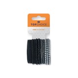 Set 12 bucati Elastic de par Top Choice, alb-negru, TC22340