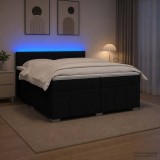 Cumpara ieftin Pat boxspring cu saltea Negru 200 x 200 cm Tesatura