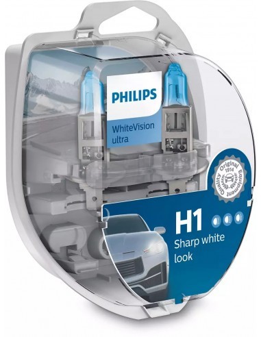 Set 2 becuri auto Philips H1 si W5W White Vision Ultra 12V 55W