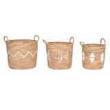 Cumpara ieftin Set de Coșuri DKD Home Decor Alb Natural Въже Iarbă de mare (3 Piese)