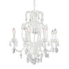 Candelabru metal alb sticla transparenta 70x70 cm