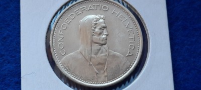 ELVETIA 5 FRANCS 1966 AUNC argint foto