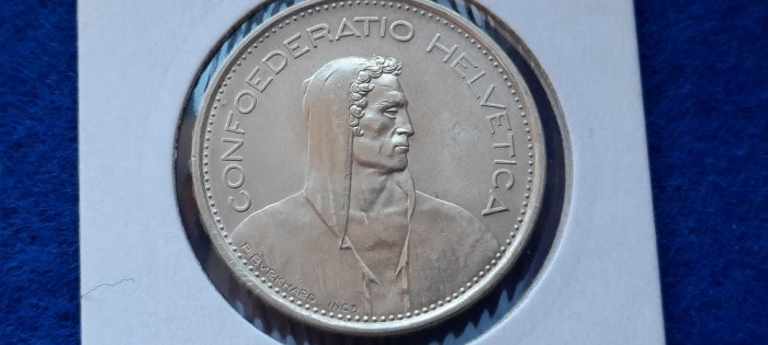 ELVETIA 5 FRANCS 1966 AUNC argint