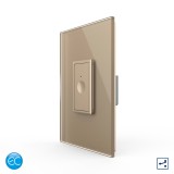 Cumpara ieftin Intrerupator touch Livolo cap-scara/cruce Zigbee EC, auriu, cu rama sticla 1M