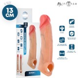 Manșon realist MR INTENSE Simon S, pentru extensia și &icirc;ngroșarea penisului, lungime inserabilă 8.5 cm, + 4.5 cm, culoarea pielii