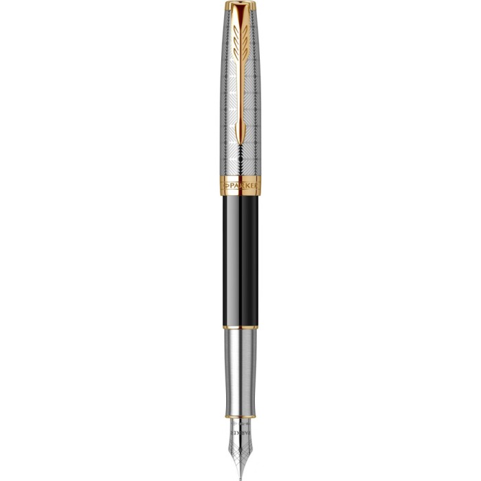 Stilou Parker Sonnet Metal Black penita aur 18K