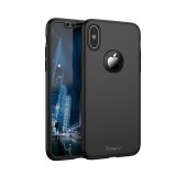 Husa iPhone X Ipaky 360 Full Cover Neagra + Folie Sticla Securizata, Anti-soc, Anti-alunecare