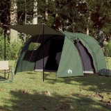 Cort Camping 4 Persoane vidaXL, Verde, 420x260x153cm, Impermeabil, Taffeta 185T, Ventilatie, Geanta Transport