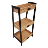Raft bambus, Home, Constructie metalica, 45 x 35 x 90 cm, Maro/Negru