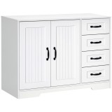 HOMCOM Comodă Sideboard, Anrichte, Stil Modern, 4 Sertare, 1 Dulap, 105 cm x 40 cm x 76 cm, Alb | Aosom Romania