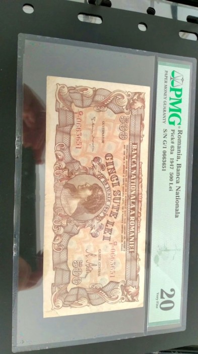 &quot;Cosasul&quot; 500lei din 1947 PMG20
