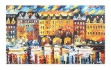 Cumpara ieftin Tablou pictat manual, Mic port in Amsterdam, 100x60cm ulei pe panza in cutit efect 3D, Spectaculos