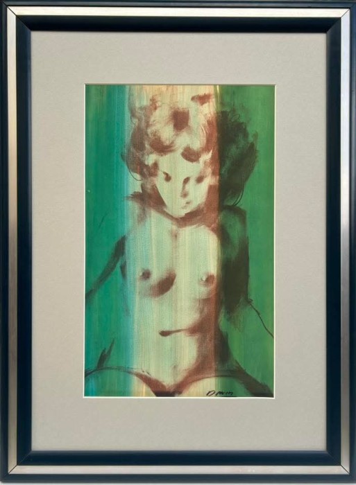 Tablou Portret &ldquo;Femeia dintre Lumi&hellip; Identitate fluidă &rdquo; pictura in acuarele, &icirc;nrămat rama lemn 60x80cm