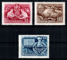 Ungaria 1950, Mi #1092-1094**, sport, Campionatul Mondial de Sah Budapesta, MNH. Cota 15 &euro;!