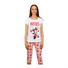 Pijama dama Minnie Mouse Kisses are Free alba cu roz foto