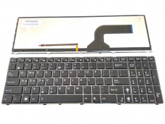 Tastatura laptop Asus X55A neagra cu iluminare layout us foto