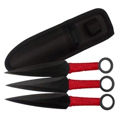 Set trei cutite de aruncat, IdeallStore&reg;, otel inoxidabil, teaca inclusa