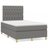 Cumpara ieftin Pat box spring cu saltea, gri inchis, 120x200 cm, textil