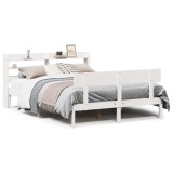 Cumpara ieftin Cadru de pat fara saltea, alb, 160x200 cm, lemn masiv pin