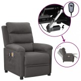 VidaXL Fotoliu de masaj electric rabatabil, gri &icirc;nchis, textil
