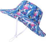 Pălărie de soare pentru copii UPF50 cu breton lat și bandă ajustabilă Flamingo &ndash; Albastru 12-24 luni
