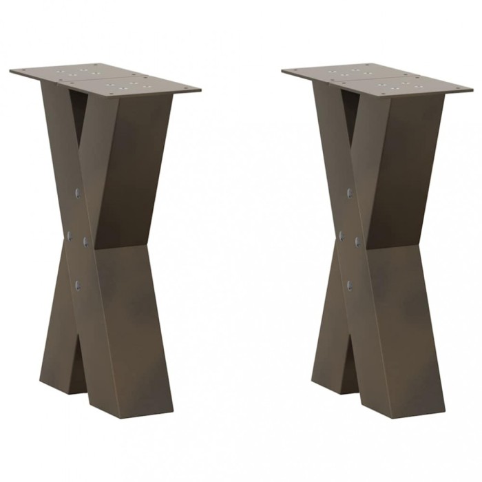 vidaXL Picioare pentru masă de cafea &icirc;n formă de X, 2 buc., oțel natural, 28x(42-43) cm