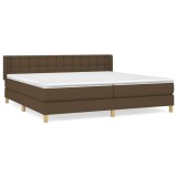 Cumpara ieftin Pat box spring cu saltea, maro inchis, 200x200 cm, textil