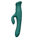 Vibrator Rabbit Mose 2 Thruster+Heating, App Control, Silicon, USB Magnetic, Verde, 25.8 cm