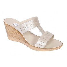 Oferta marimea 36 Papuci dama din piele naturala cu platforme de 7cm LPAP88BEJ