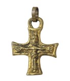 PANDANTIV VINTAGE TIP CRUCIFIX, TURNAT DIN ALAMĂ CU FINISAJ PATINAT, YVONNE TINDAS